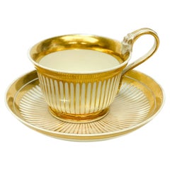 Antique Imperial Royal Vienna Porcelain and Gilt Striped Cup & Saucer, 1821