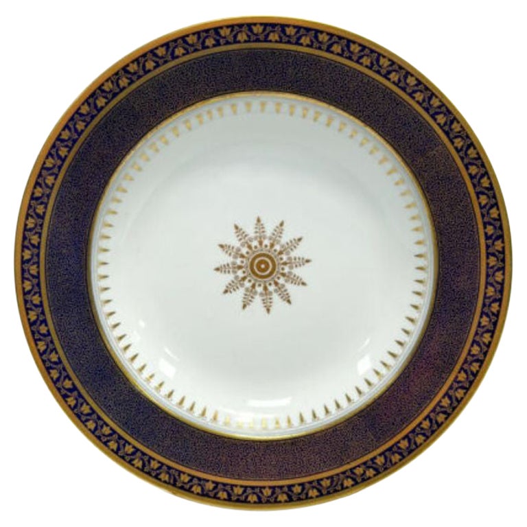 Manufacture de Sevres Porcelain Cobalt Blue and Gilt Deep Well Plate, 1862