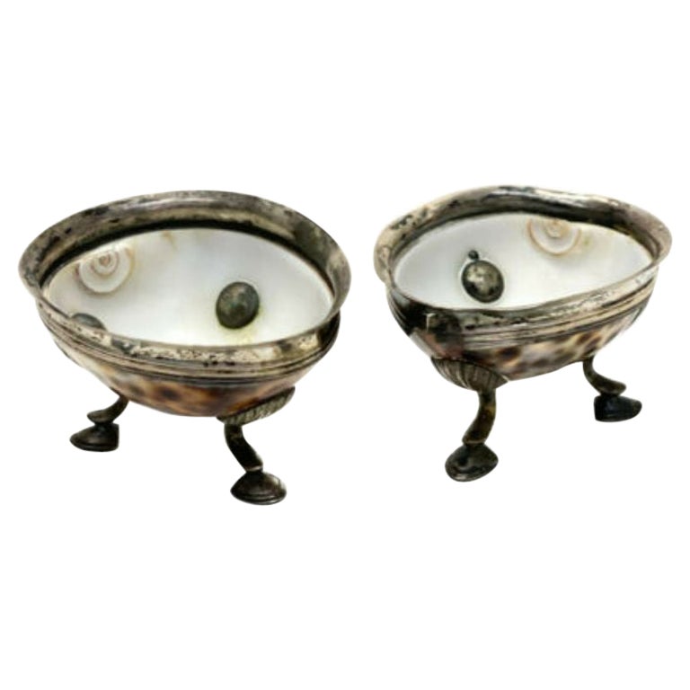 Pair Continental Silver Cowry Shell Open Salt Cellars George III, 18th Century