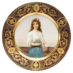 Royal Vienna Austria Hand Painted Porcelain Portrait Plate Artist Signed