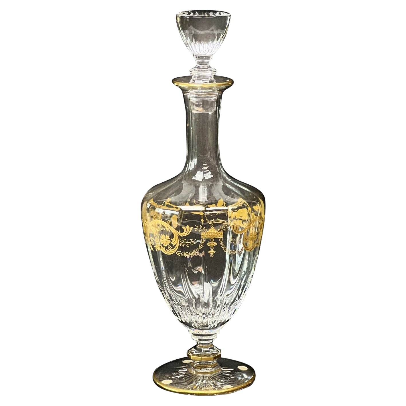 Baccarat France Crystal Glass Decanter in Imperator Gilt Gold Scrolls