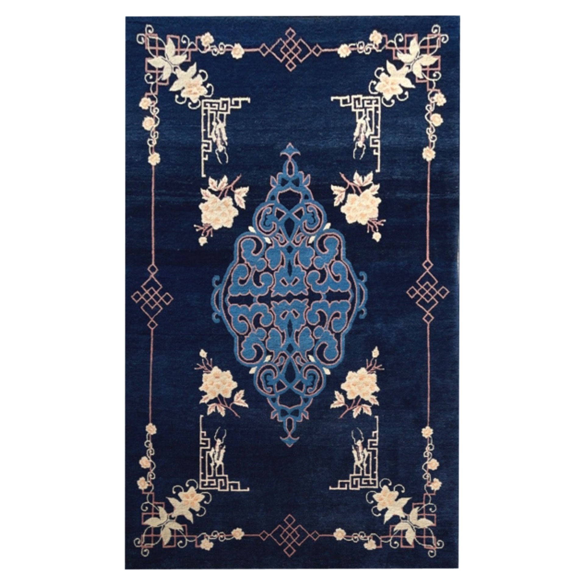 Chinese Carpet, Beijing, Royal Blue Beijing For Sale
