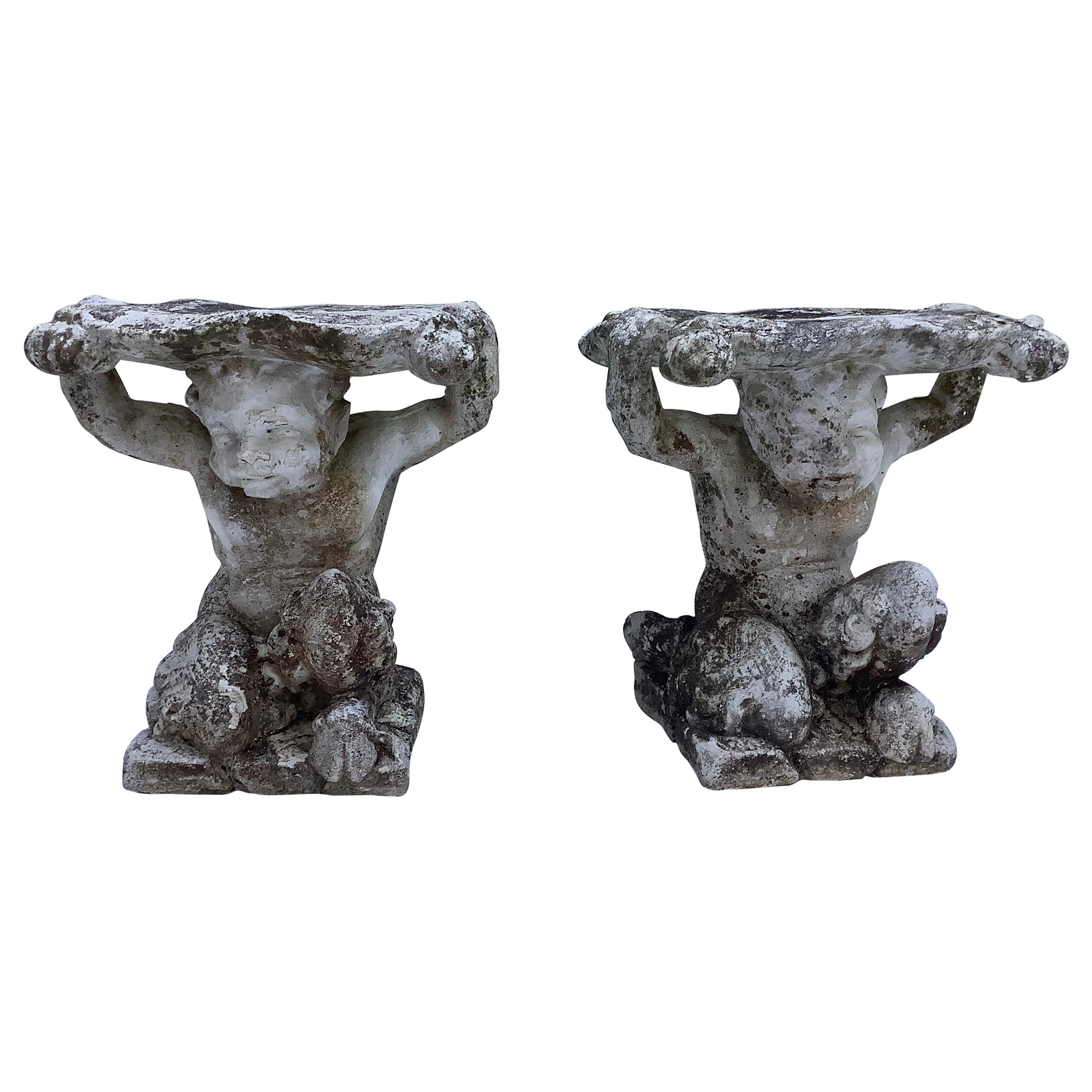 Concrete Satyr Garden Seats, a Pair