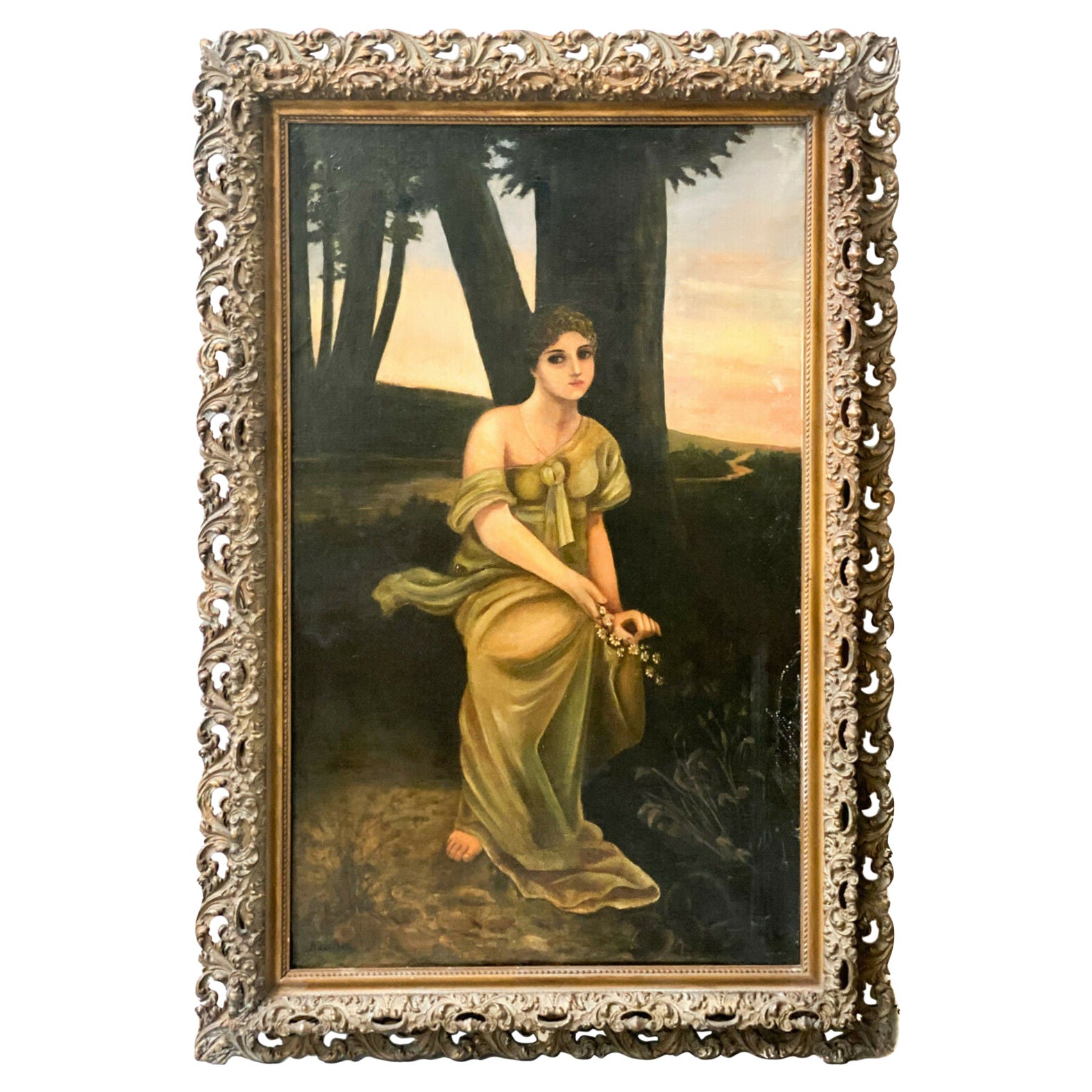 ADM Cooper Oil on Canvas Painting of a Seated Beauty