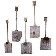 Vintage Collection of Five 19th Century Wooden Grain Shovels