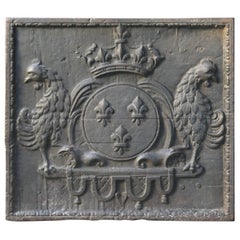 Antique French Louis XIV Arms of France Fireback, 17th Century