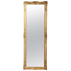 Mid-19th Century French Napoleon III Carved Giltwood Floor Mirror
