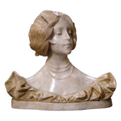19th Century Italian Two-Tone Marble Bust Sculpture Signed Galileo