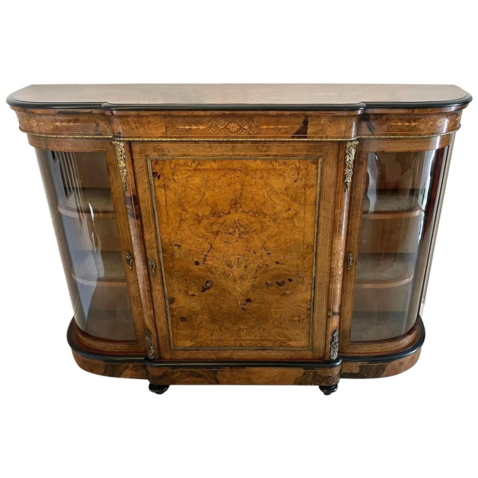 Superb Quality Antique Victorian Burr Walnut Inlaid Credenza/Sideboard  For Sale