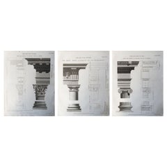 Set of 3 Original Antique Architectural Prints, Dated 1802