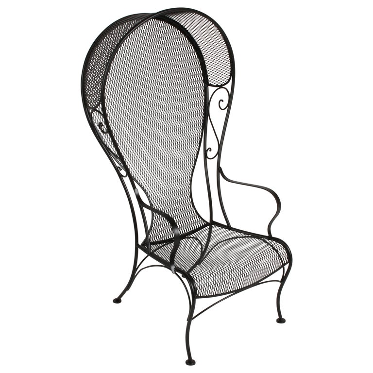 Russell Woodard Canopy Lounge Chair "Aka" Princess Chair Restored in Satin Black For Sale