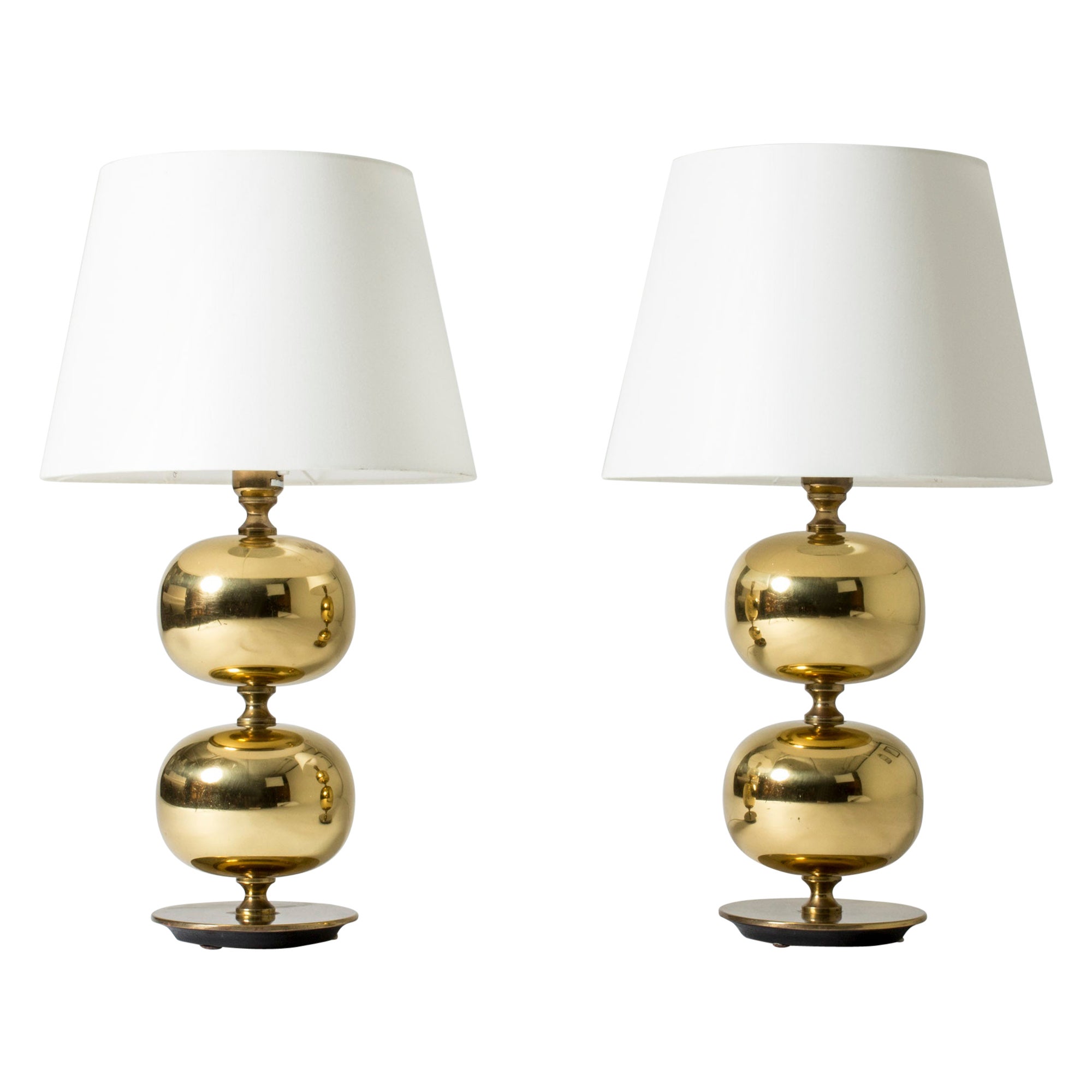 Pair of Midcentury Brass Table Lamps by Henrik Blomqvist, Sweden, 1960s For Sale