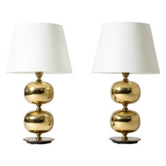 Pair of Midcentury Brass Table Lamps by Henrik Blomqvist, Sweden, 1960s