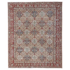 Antique Persian All-Over Garden Design  Bakhtiari Rug in Multi Colors 