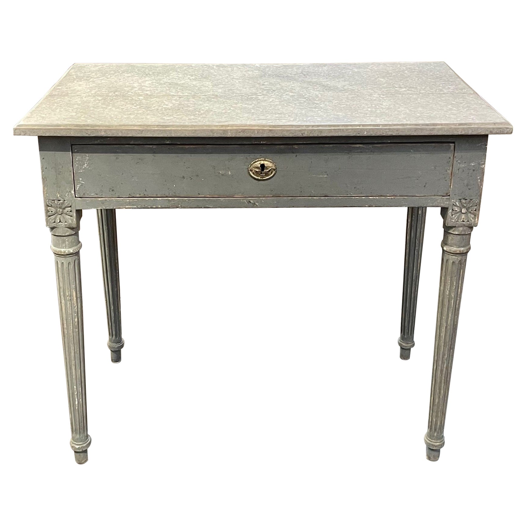 19th Century Swedish Neo-Classical Carved and Painted Side Table