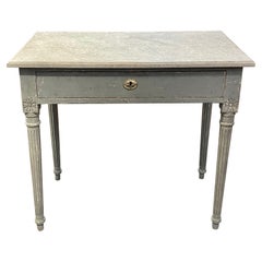 Antique 19th Century Swedish Neo-Classical Carved and Painted Side Table