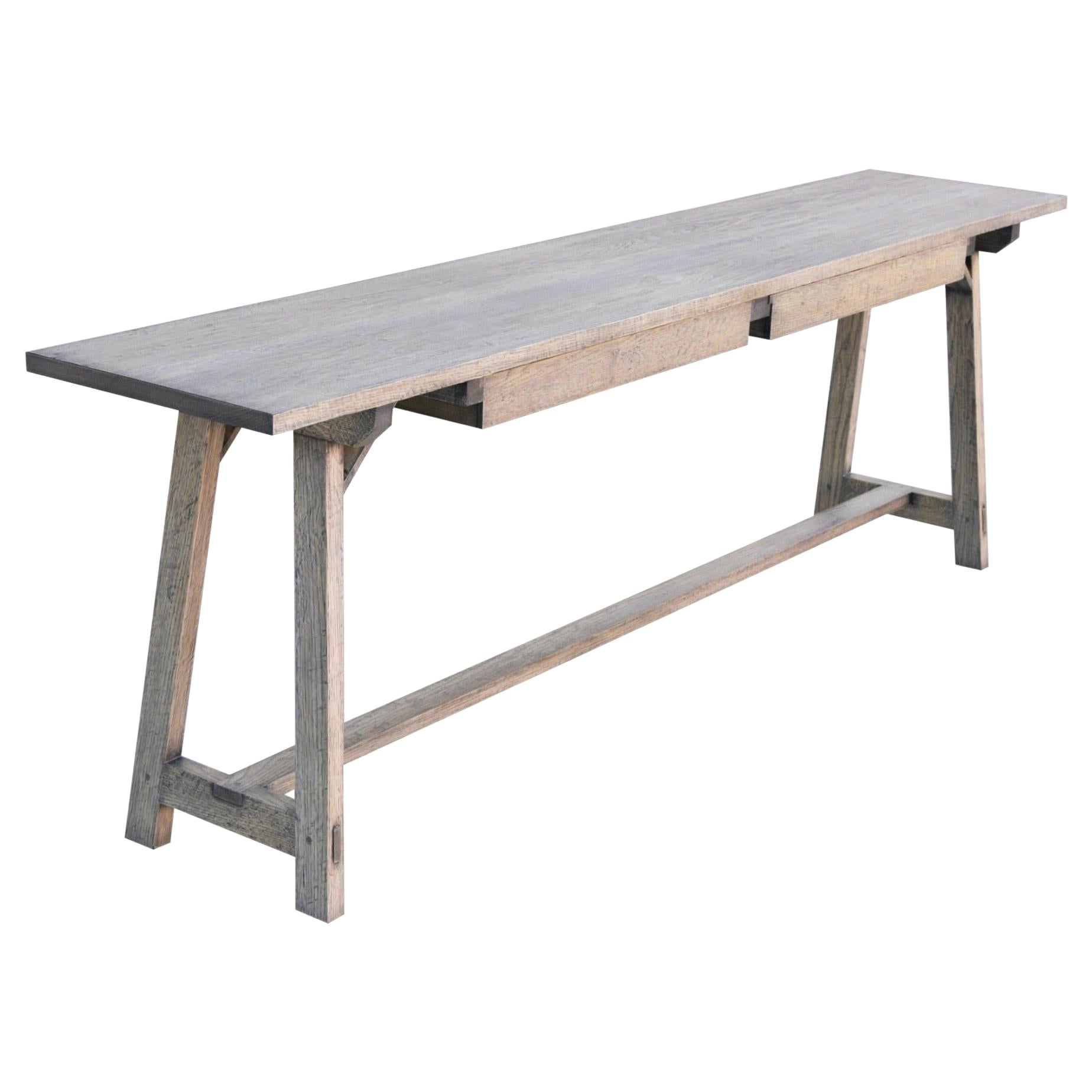 Custom Console Table made from Oak, Built to Order by Petersen Antiques