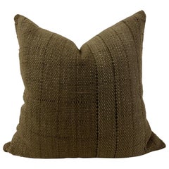 Custom Woven Wool Pillow Cover in Moss Green