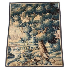 Französischer handgewebter Verdure-Aubusson-Wandteppich aus dem 18. Jahrhundert