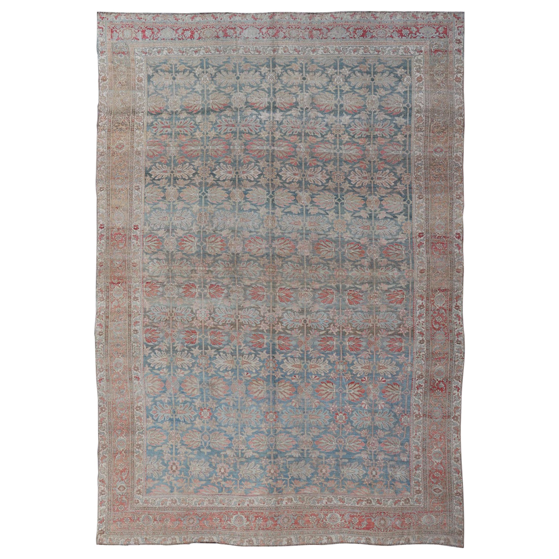 Persian Bidjar, Light Blue Background & All-Over Tribal Pattern 12'9 x 17'10