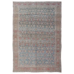 Persian Bidjar, Light Blue Background & All-Over Tribal Pattern 12'9 x 17'10