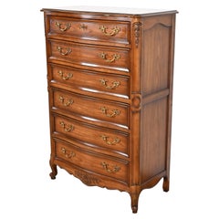 Retro Kindel Furniture French Provincial Louis XV Carved Cherry Wood Highboy Dresser