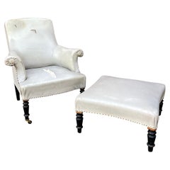 Antique French Armchair and Ottoman