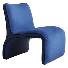 Vladimir Kagan for Preview Sculptural Lounge Chair in Blue Suede