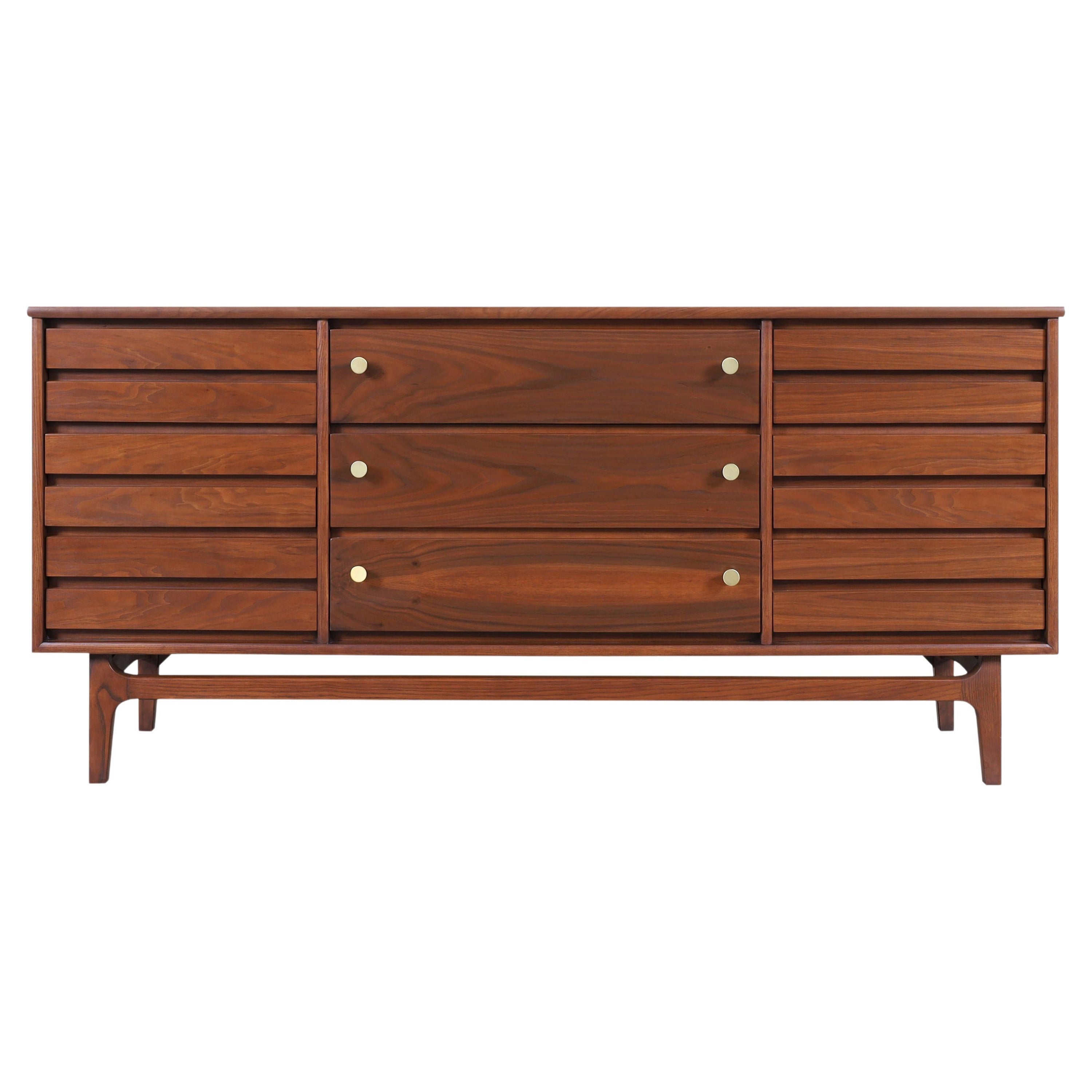 Mid-Century Modern Walnut Dresser by Stanley Furniture