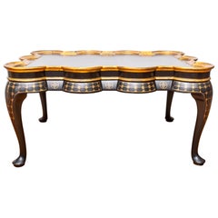 Mid-Century Modern Custom Black and Gold Chinese Chinoiserie Wood Coffee Table