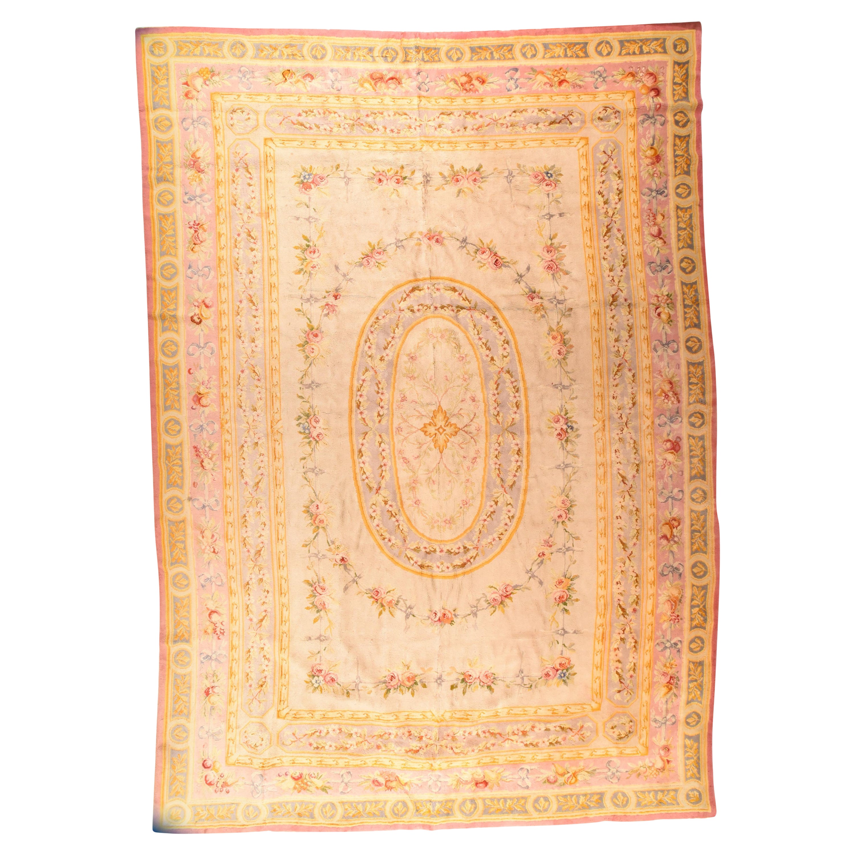 Antique Savonnerie Rug 12'8'' x 19'6'' For Sale