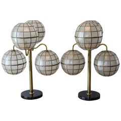 Vintage Pair of Studio Capiz Shell Lamps