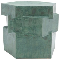 Triple Tier Ceramic Hex Side Table in Jade by Bzippy