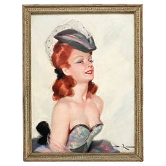 Painting on Board of a Parisian Woman Framed Signed Boxia Possibly Domergue