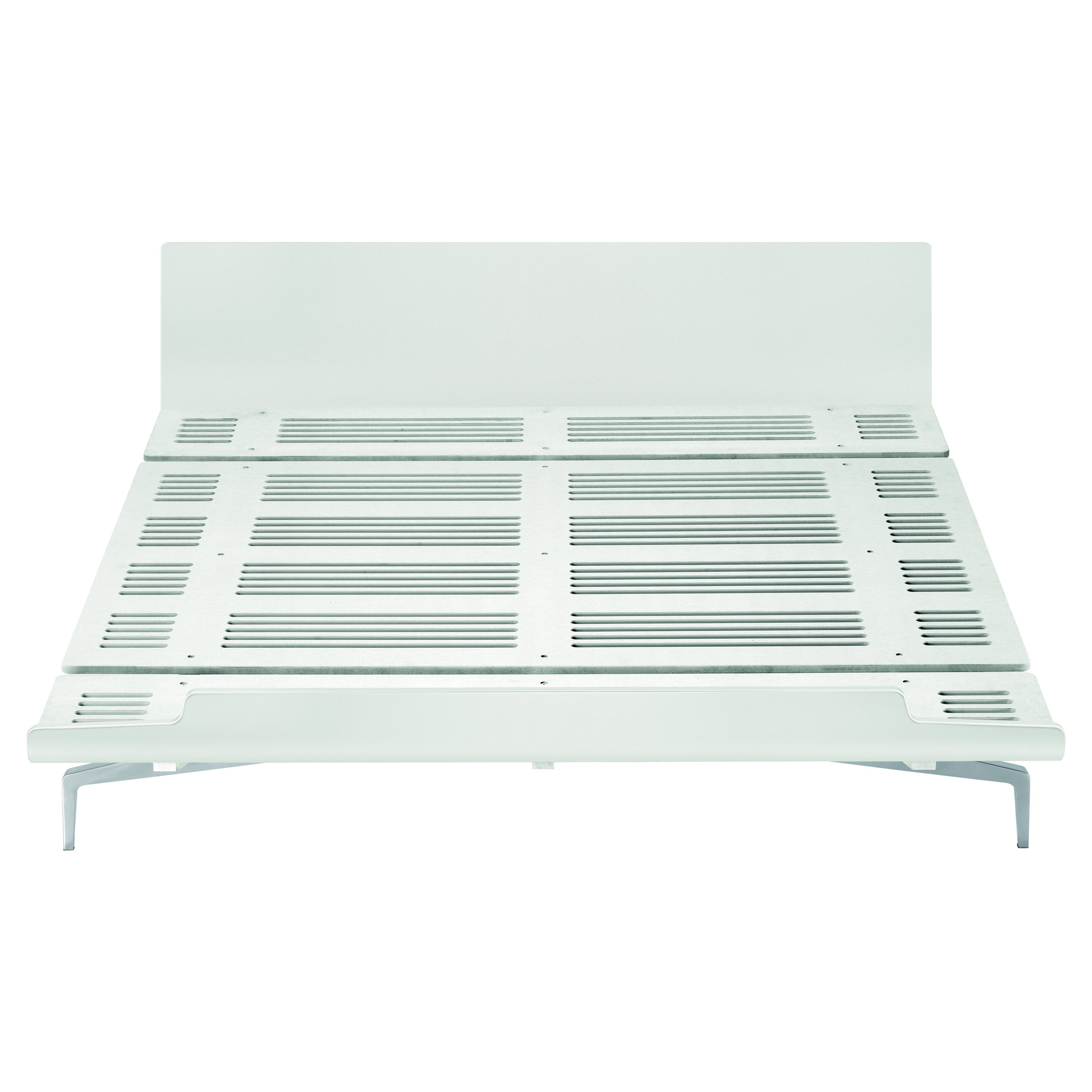 Alias LL4 Legnoletto Bed in White Matt Lacquer with Polished Aluminum Legs For Sale
