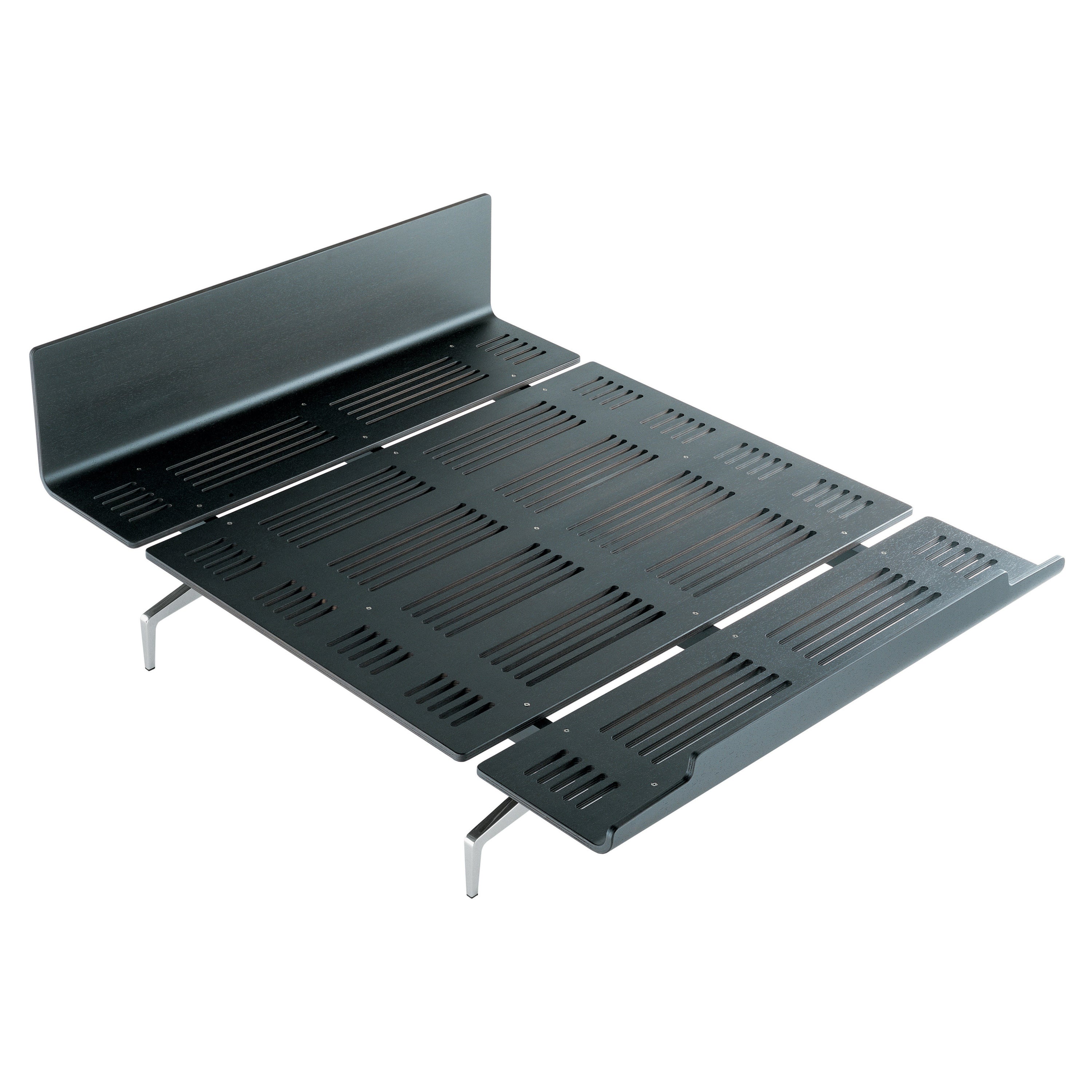 Alias LL4 Legnoletto Bed in Black Matt Lacquer with Polished Aluminum Legs For Sale