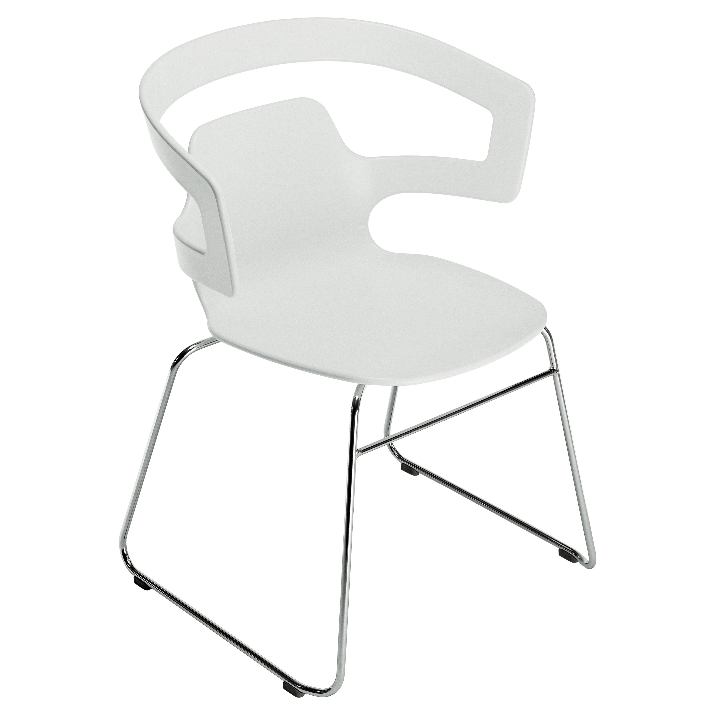 Alias 501 Segesta Sledge Chair in White & Chromed Steel Frame by Alfredo Häberli For Sale