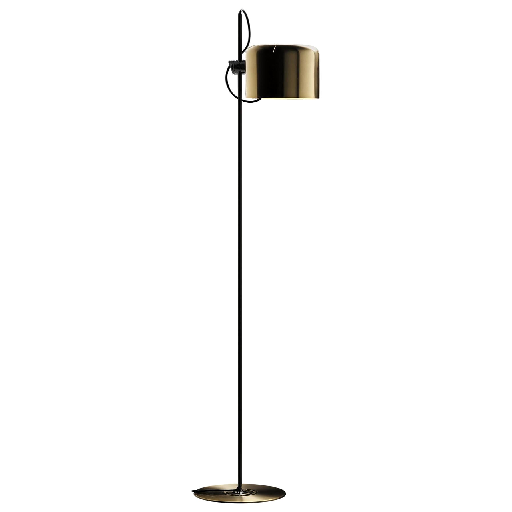 Joe Colombo Limited Edition Floor Lamp 'Coupé' Gold by Oluce For Sale