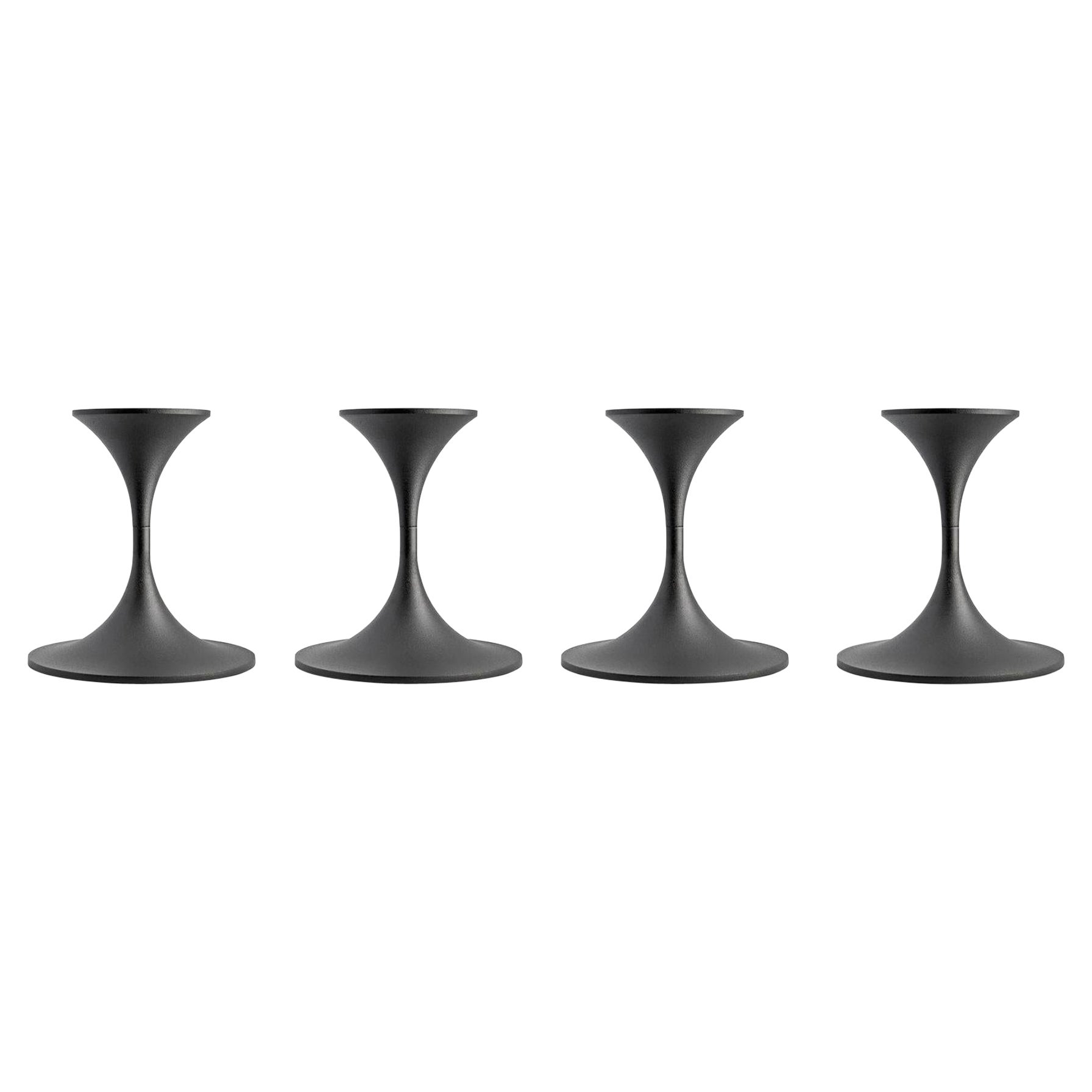 Set of Four Max Brüel 'Jazz' Candleholders, Steel with Black Powder