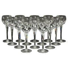 Set of 14 Lalique France Clear Glass Rhine Wine Glasses in Tuileries