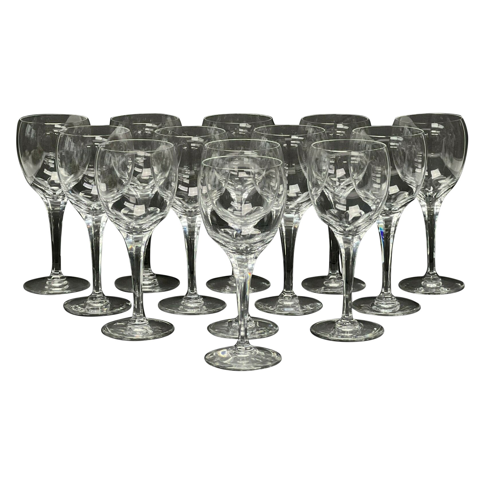 Set of 14 Lalique France Clear Glass Rhine Wine Glasses in Tuileries