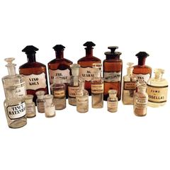 Antique Collection of German and South American Apothecary Bottles, Early 20th Century