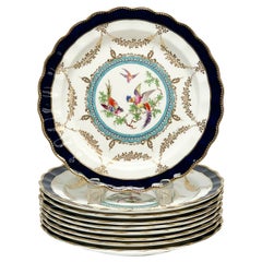 9 Royal Worcester for Tiffany & Co. Porcelain Dessert Plates Artist Signed, 1925