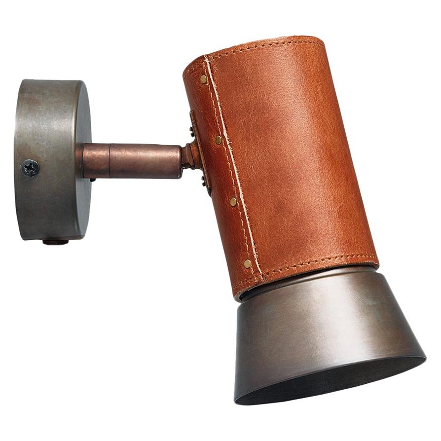 Sabina Grubbeson Kusk Leather and Iron Wall Lamp by Konsthantverk For Sale