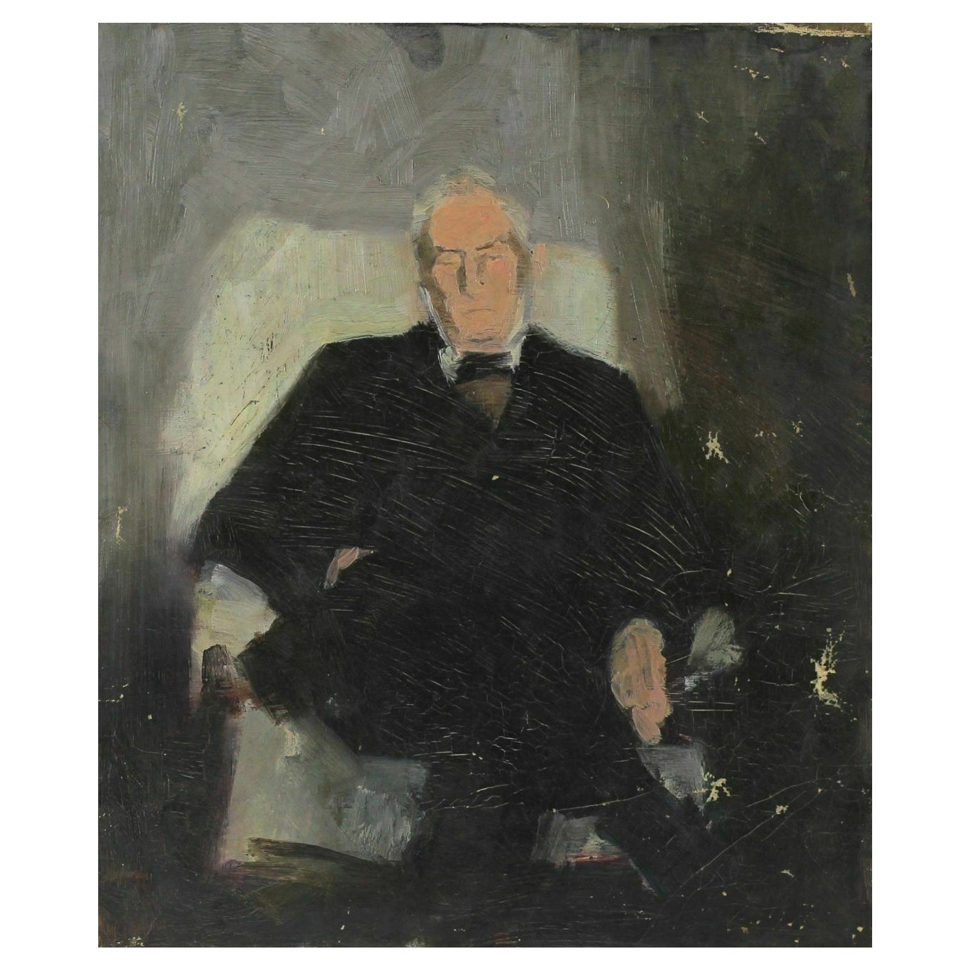 Alice Righter Edmiston Oil on Canvas Portrait Seated Man For Sale