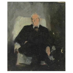 Antique Alice Righter Edmiston Oil on Canvas Portrait Seated Man