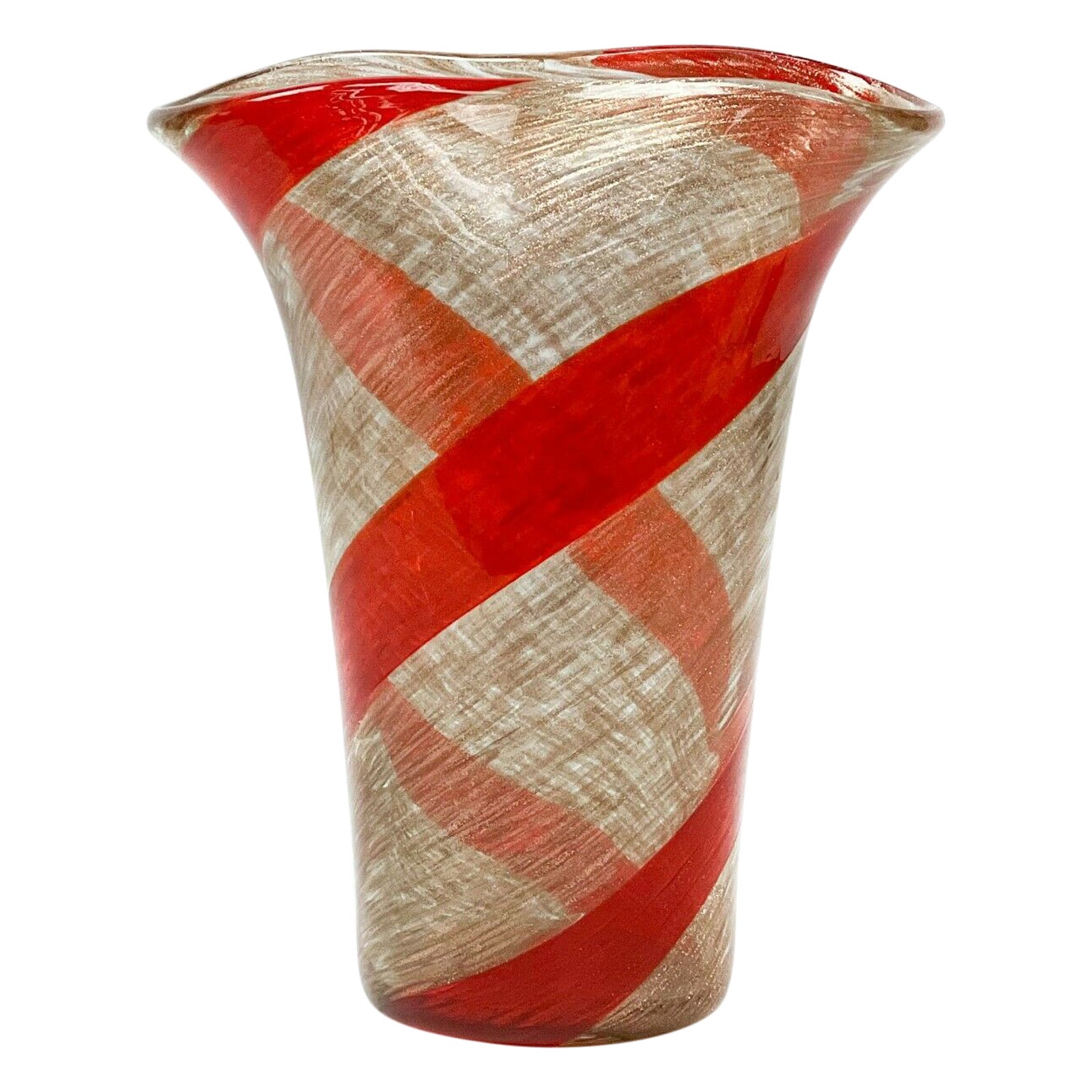 Fratelli Toso Italian Murano Art Glass Vase For Sale