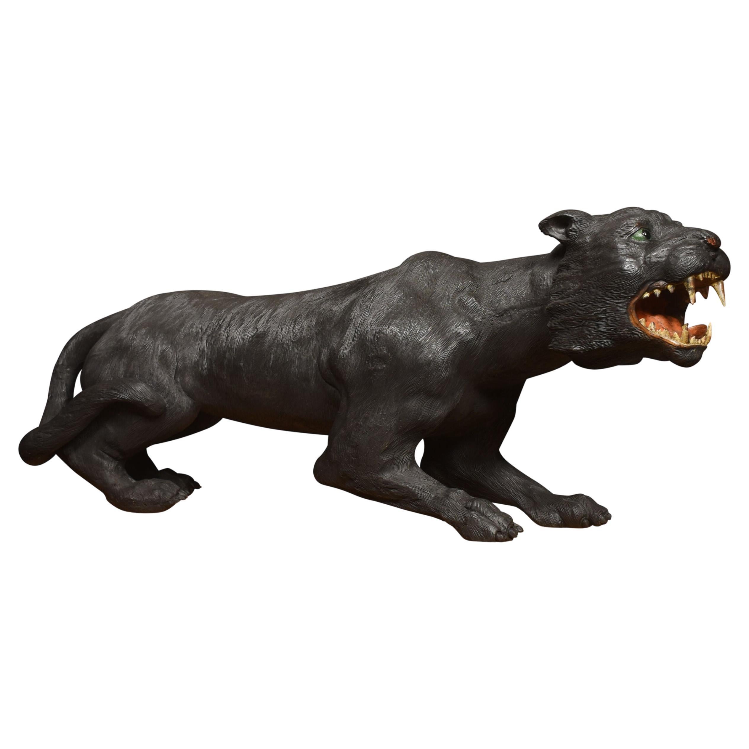 19th Century Carved Black Panther For Sale
