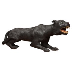 Geschnitzter Schwarzer Panther aus dem 19.