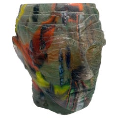 Vintage Stephen Lorson Glass Head Sculpture, George, 1995